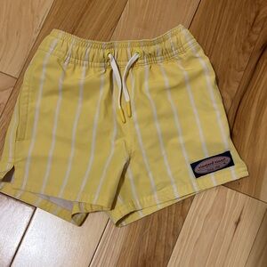Vineyard Vines Boys Yellow and White Striped Athletic Shorts